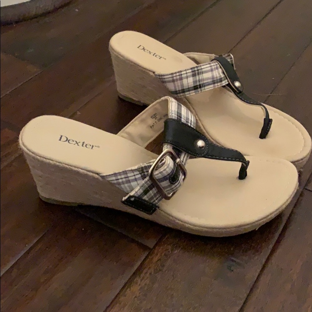 Dexter black plaid espadrille sandals size 9